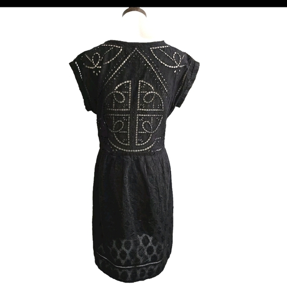 ANTHROPOLOGIE LBD Vanessa Virginia Small Embroidered Cutwork Black Eyelet Dress - Picture 2 of 14